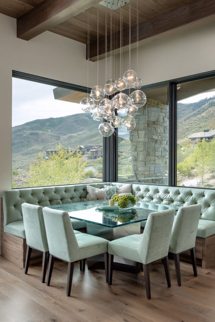 Glass and Steel with Button-Tufted Luxury