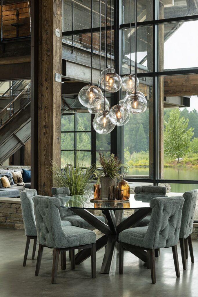 Glass and Steel with Button-Tufted Luxury