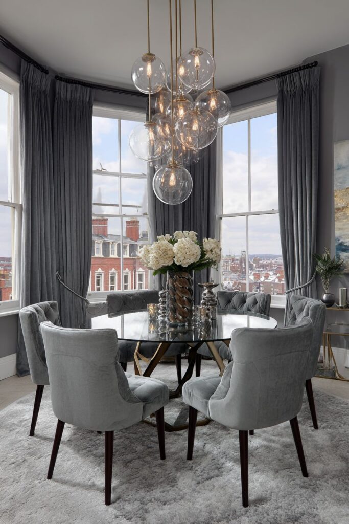 Glass and Steel with Button-Tufted Luxury