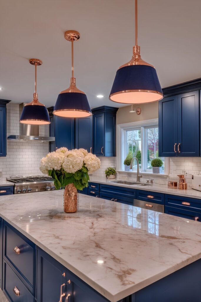 Sophisticated Navy and Rose Gold Contrast