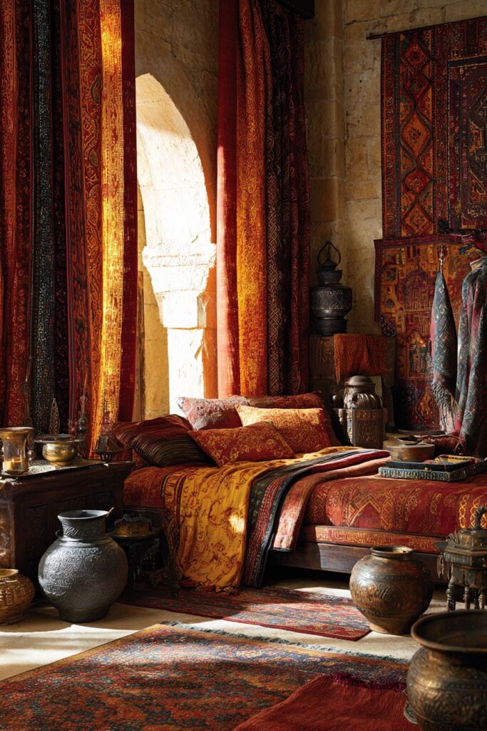 Textile-Rich Indian Bedroom with Fabric Artistry
