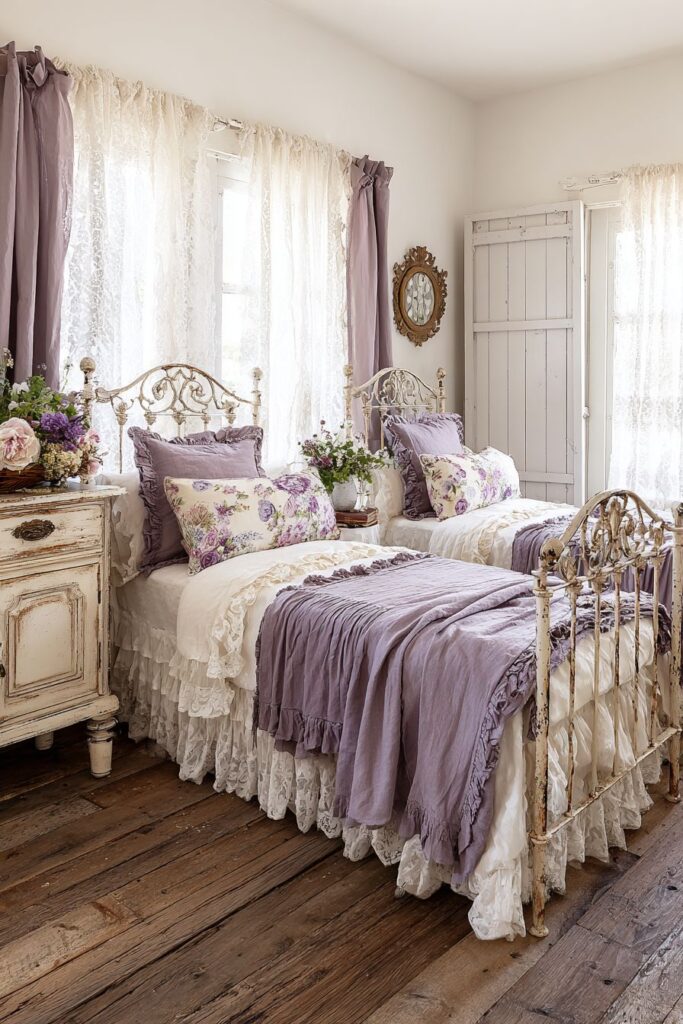 FRENCH COUNTRY ROMANTIC TWIN BEDROOM