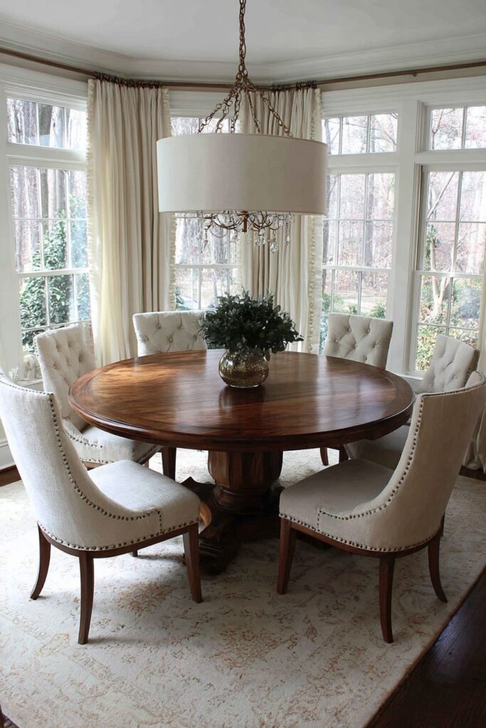 Round Dinner Table Conversation-Friendly Design