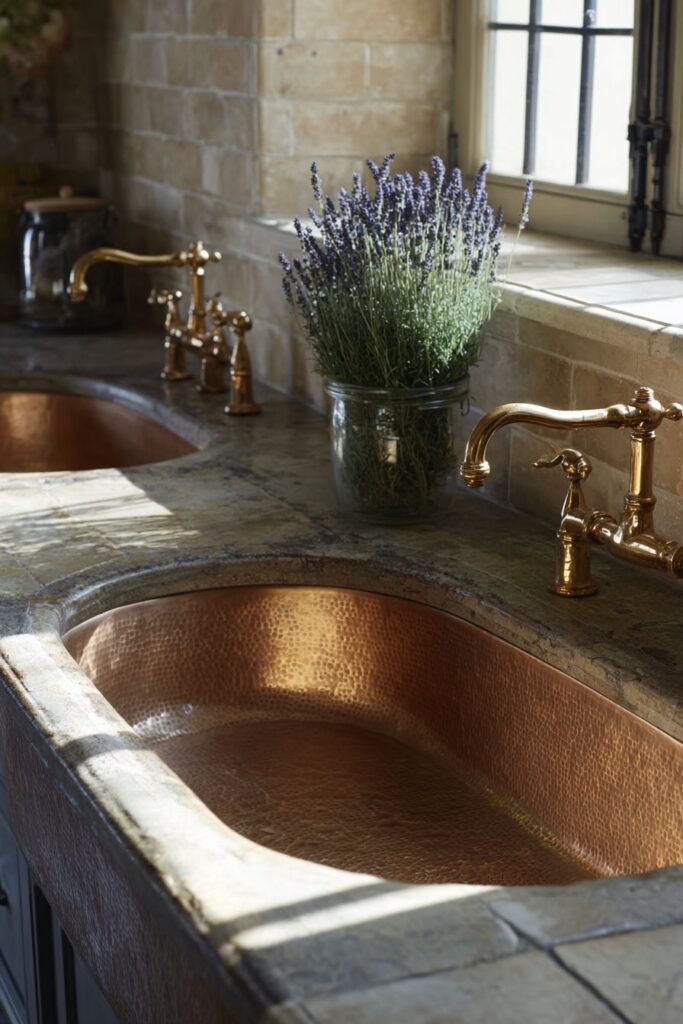 Copper Sinks with Natural Patina Development