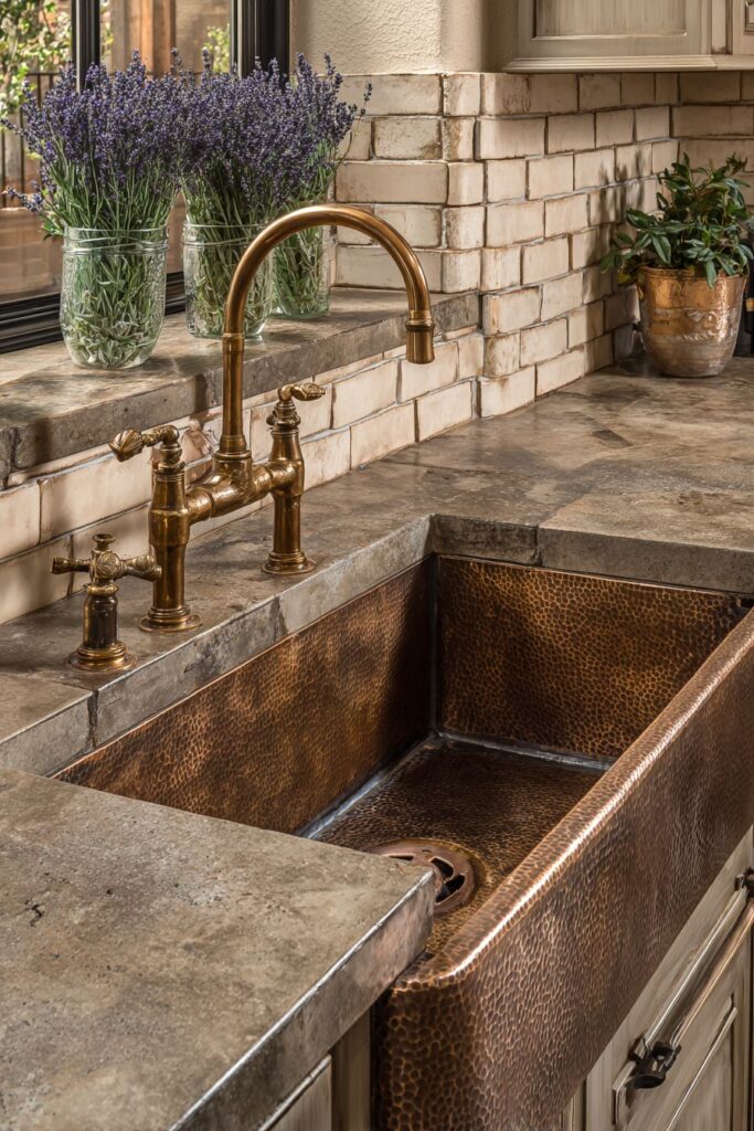 Copper Sinks with Natural Patina Development