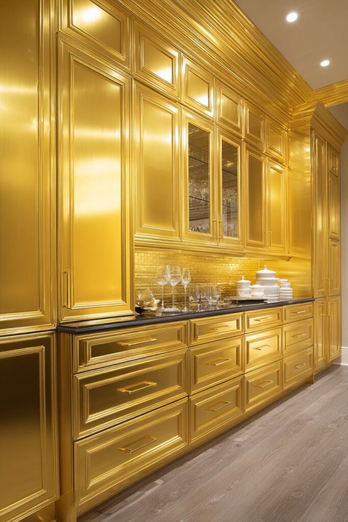 Custom Cabinetry with Coordinated Gold Hardware