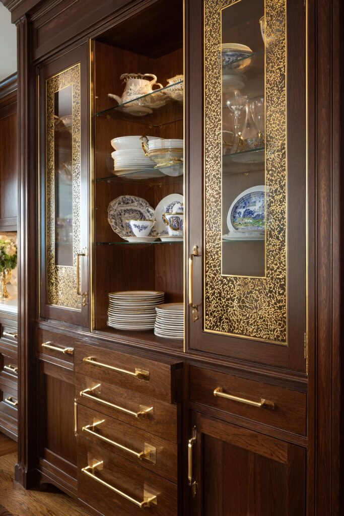 Custom Cabinetry with Coordinated Gold Hardware