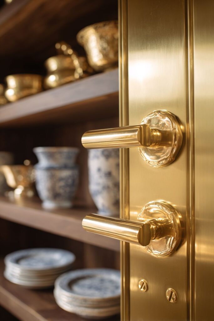 Custom Cabinetry with Coordinated Gold Hardware