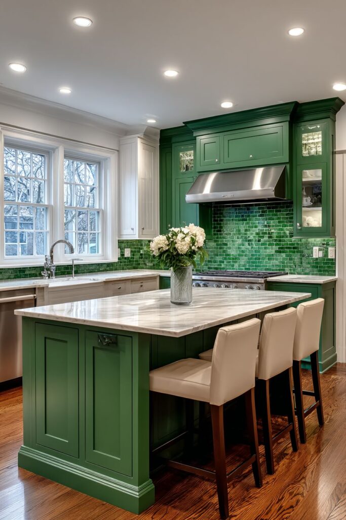 Forest Green Perimeter with Cream Island Contrast