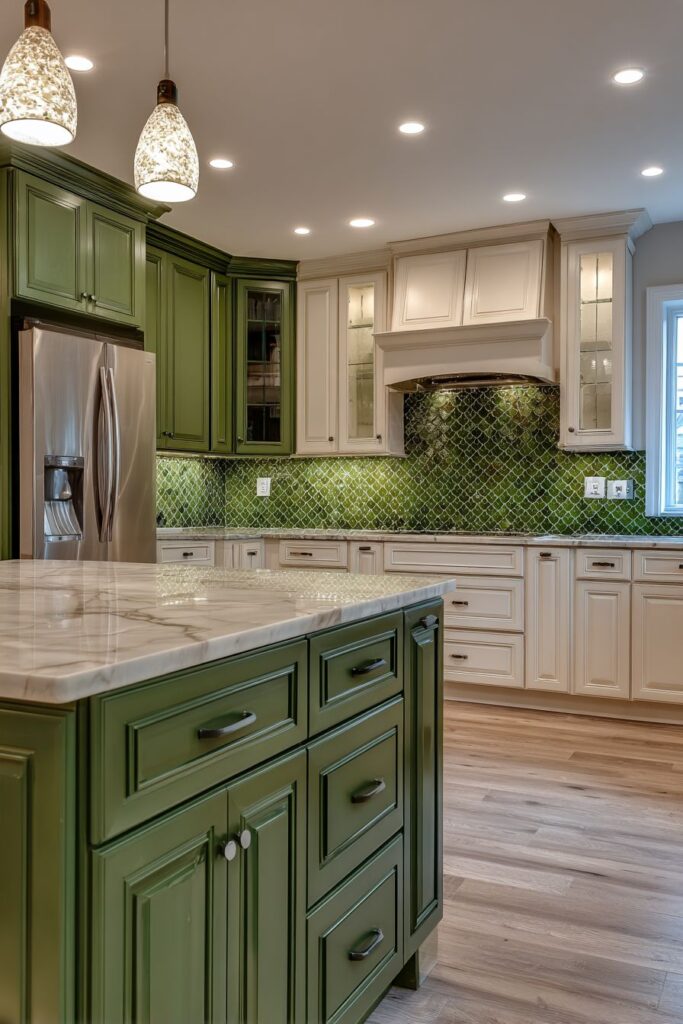 Forest Green Perimeter with Cream Island Contrast