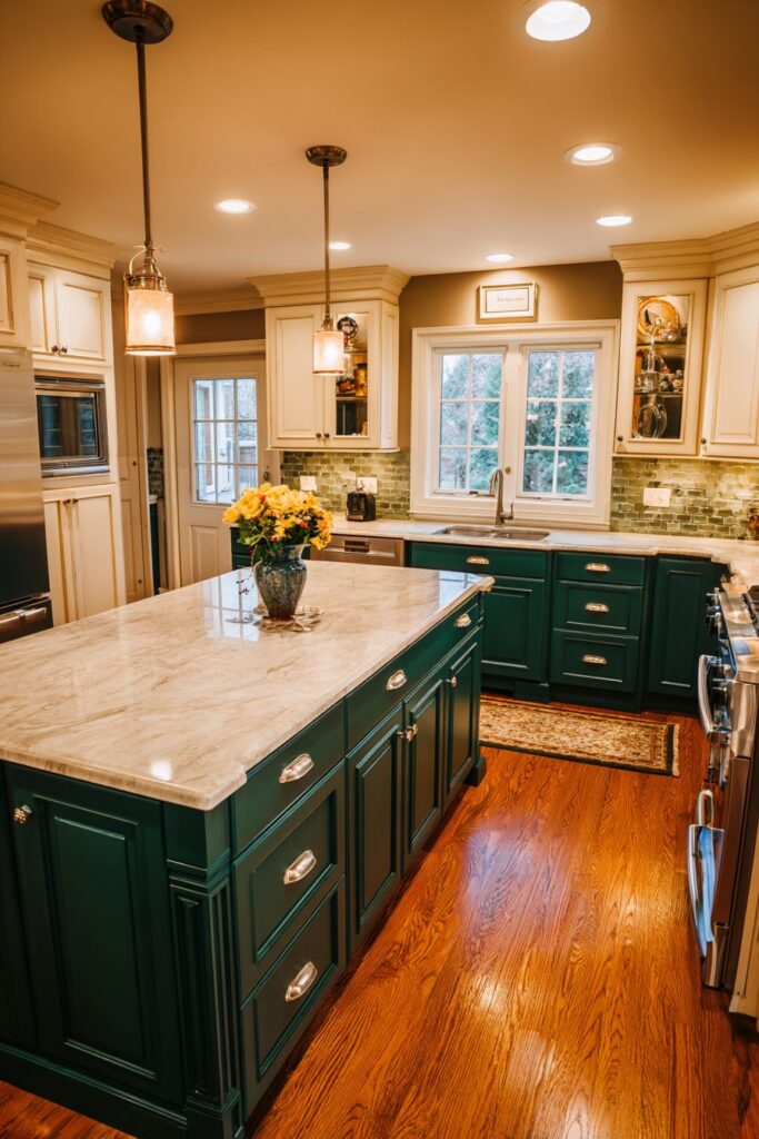 Forest Green Perimeter with Cream Island Contrast