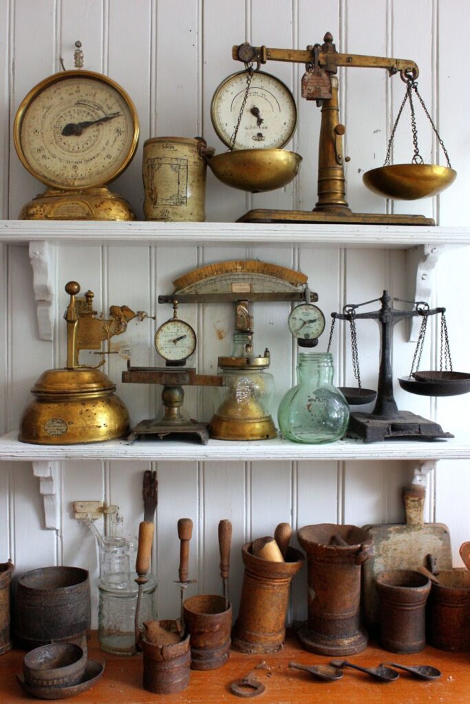 Antique Kitchen Tool Collection Display