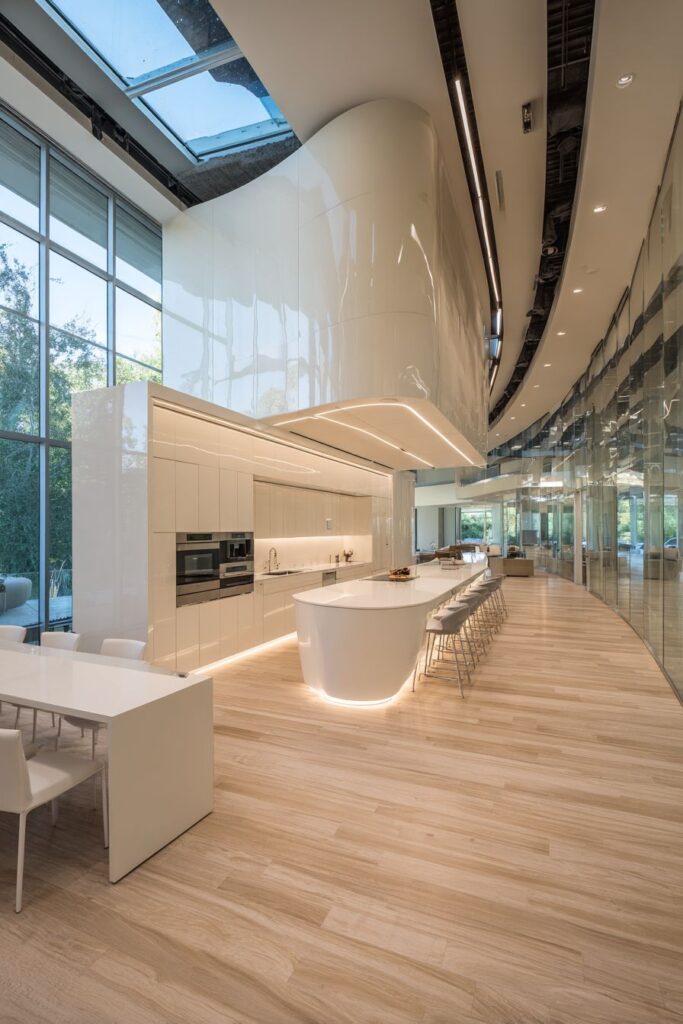 Curved Island Design with Integrated LED Effects