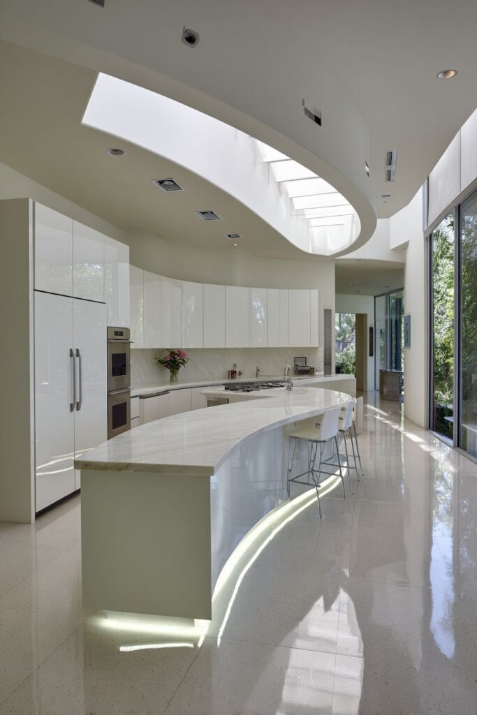 Curved Island Design with Integrated LED Effects