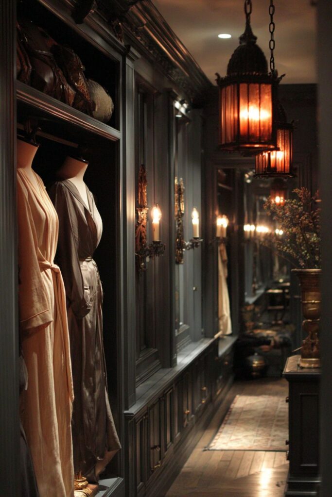 Luxurious Closet Sanctuary with Brass Accents