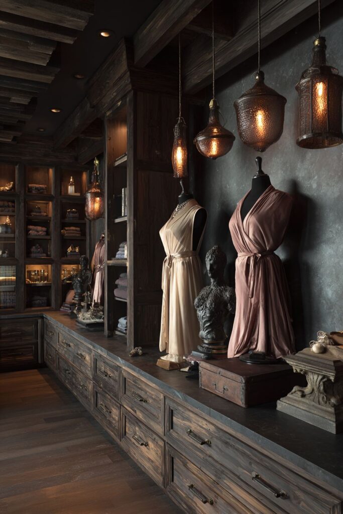 Luxurious Closet Sanctuary with Brass Accents