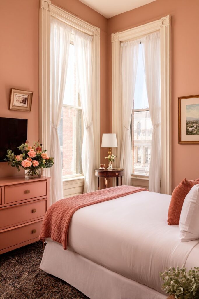 Welcoming Guest Room in Peachy Pink