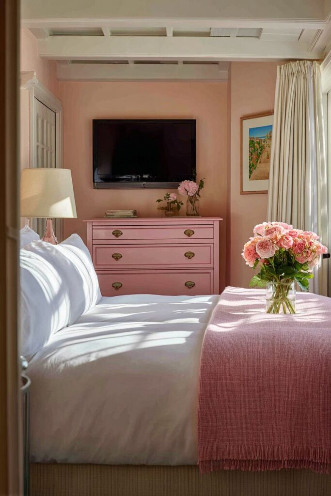 Welcoming Guest Room in Peachy Pink