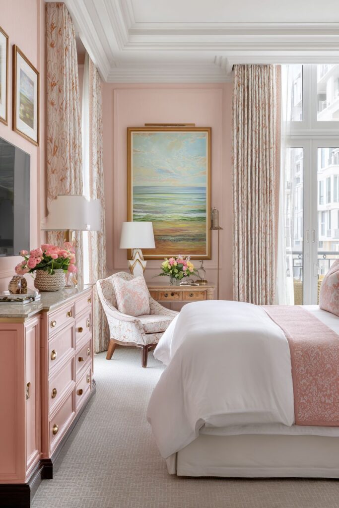 Welcoming Guest Room in Peachy Pink