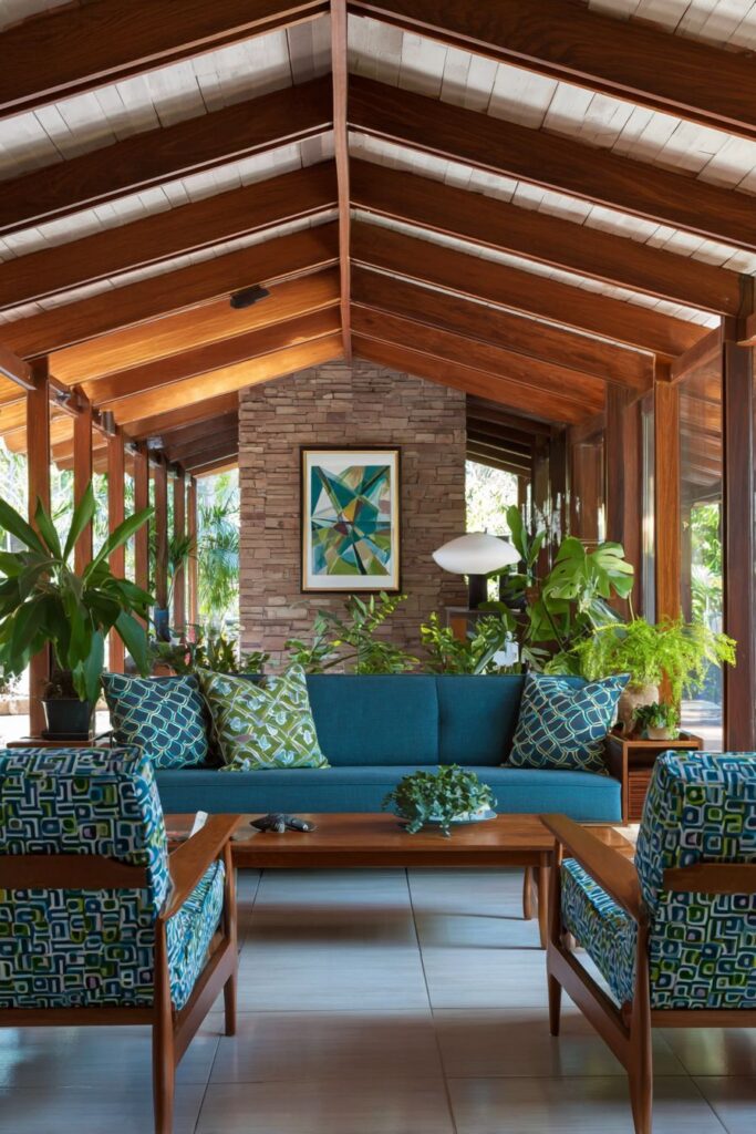 Mid-Century Modern with Exposed A-Frame Beams