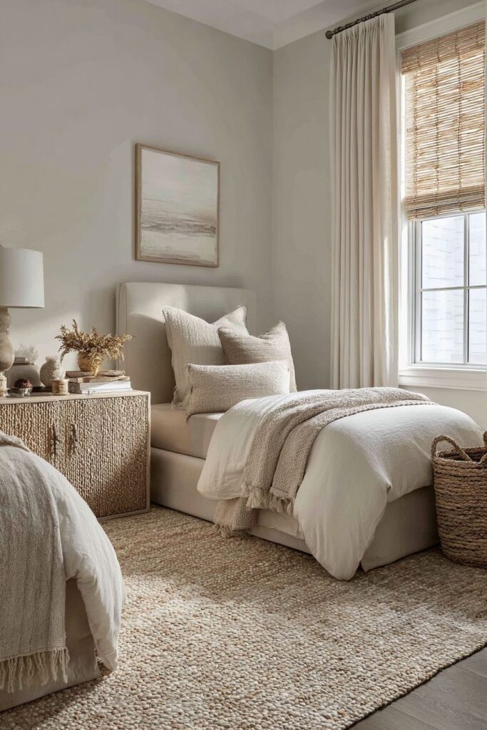 NEUTRAL NATURE-INSPIRED TWIN BEDROOM