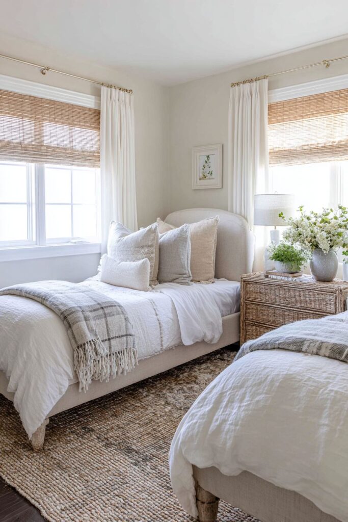 NEUTRAL NATURE-INSPIRED TWIN BEDROOM