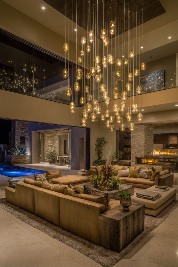 Multi-Level Pendant Lighting Installation