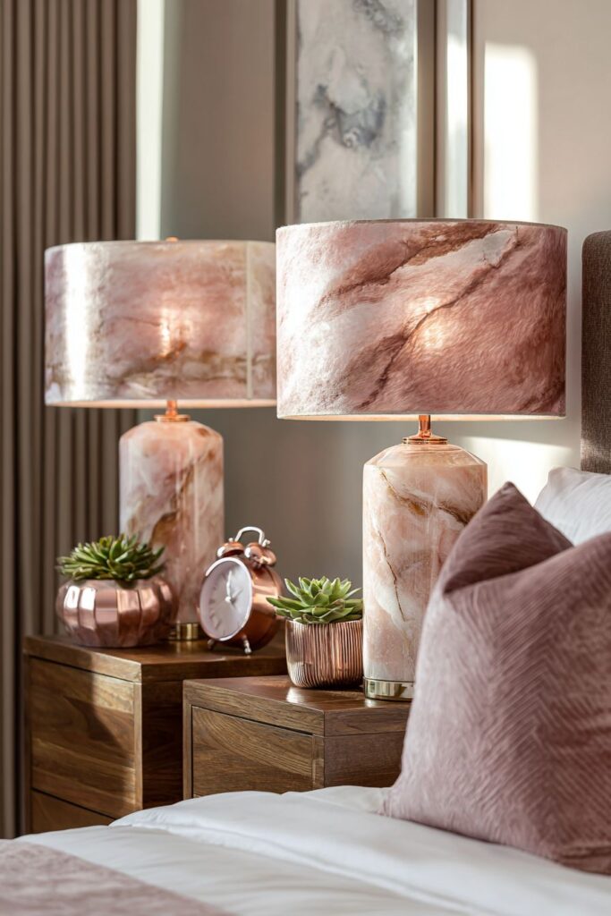 Bedside Styling with Dusty Rose Lamps