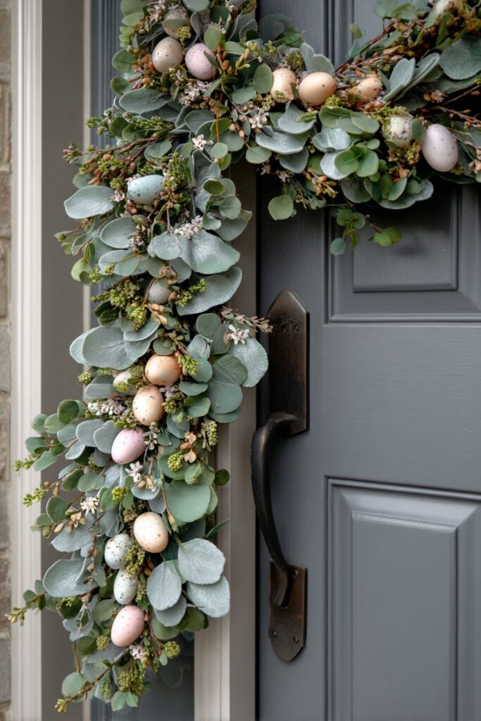 Asymmetrical Eucalyptus Swag with Pastel Accents