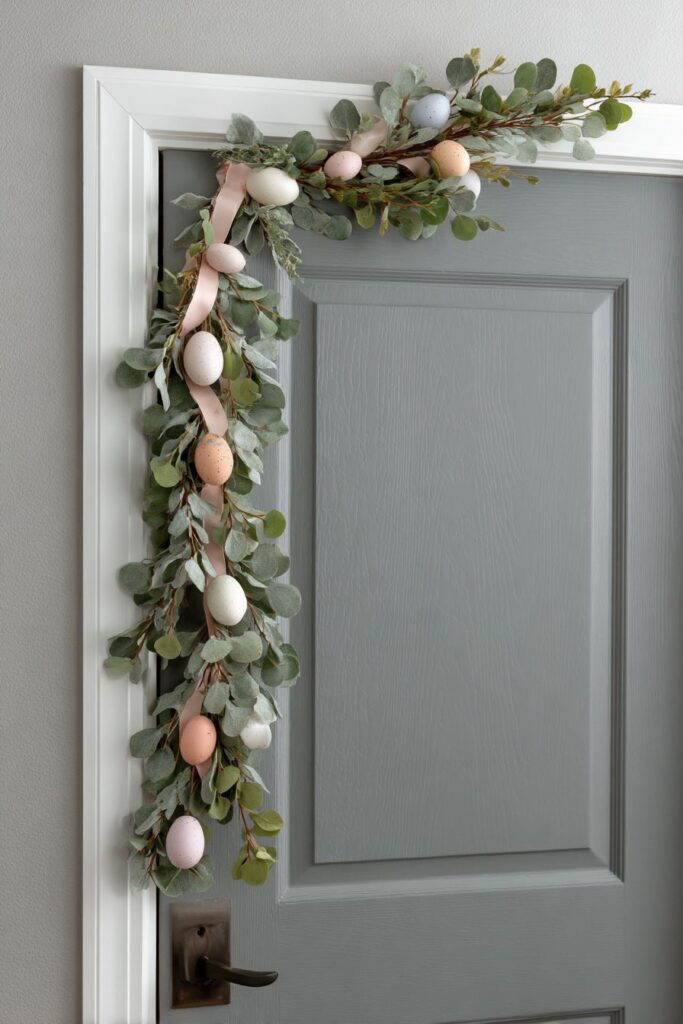 Asymmetrical Eucalyptus Swag with Pastel Accents