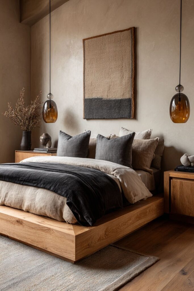 Platform Bed with Modern Autumn Minimalism