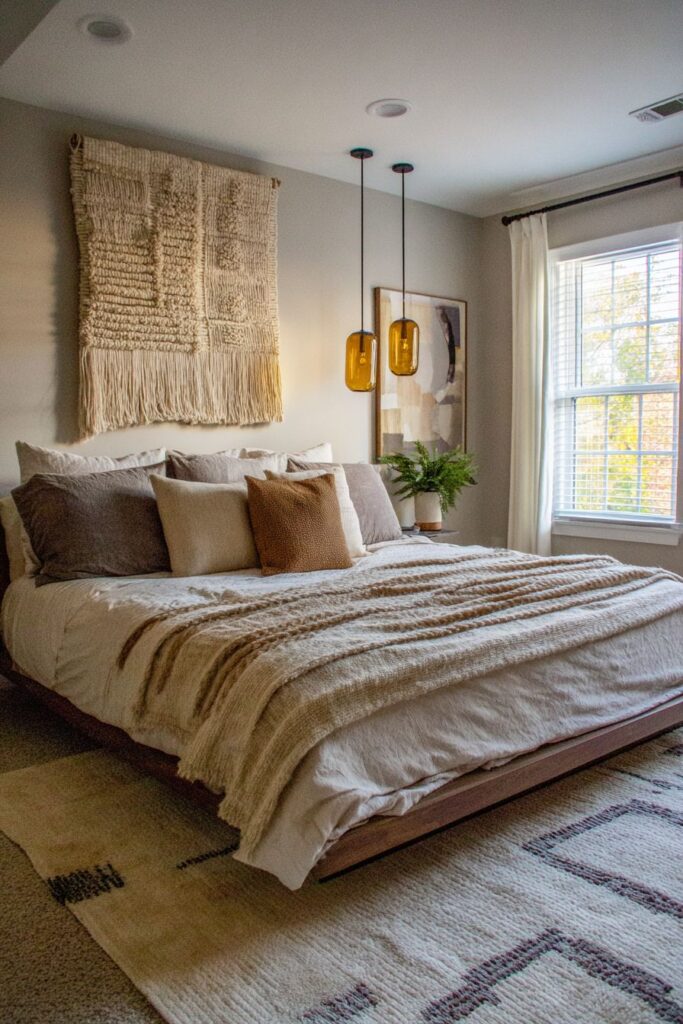 Platform Bed with Modern Autumn Minimalism