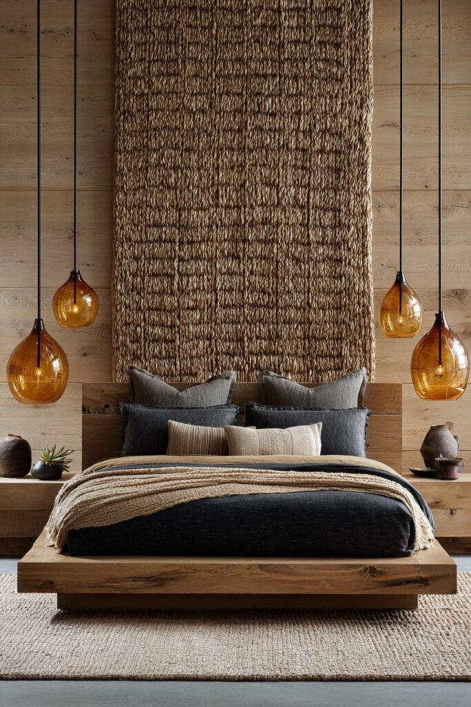 Platform Bed with Modern Autumn Minimalism