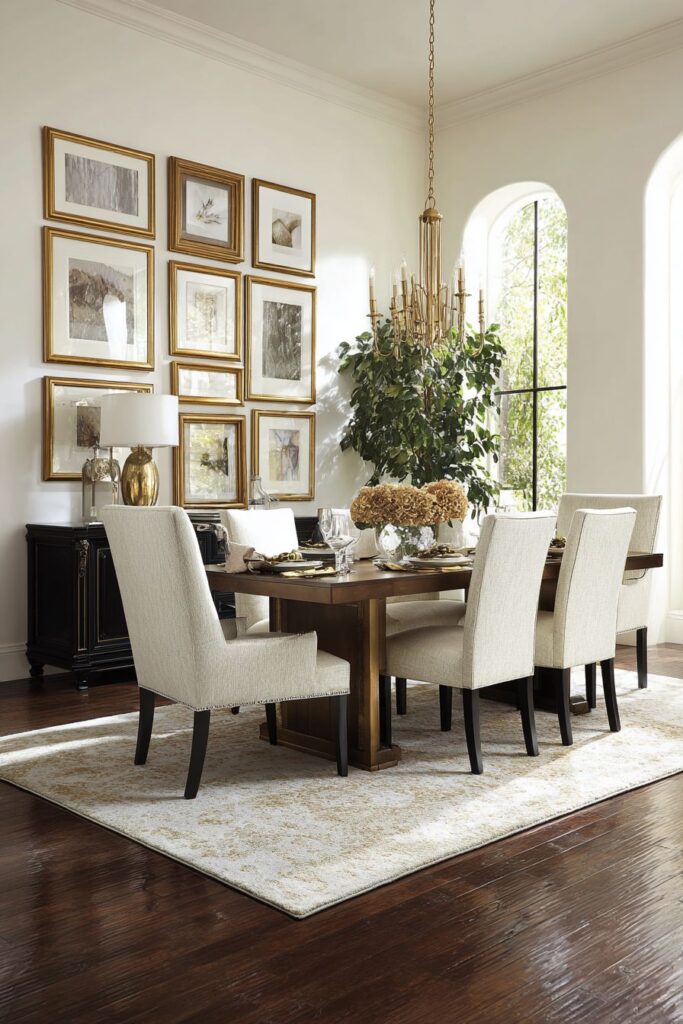 Gallery Wall of Gold-Framed Mirrors