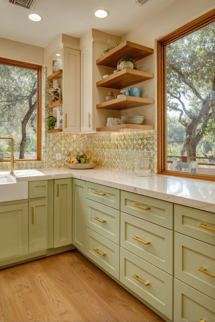 Pistachio Playfulness with Geometric Pattern Interest