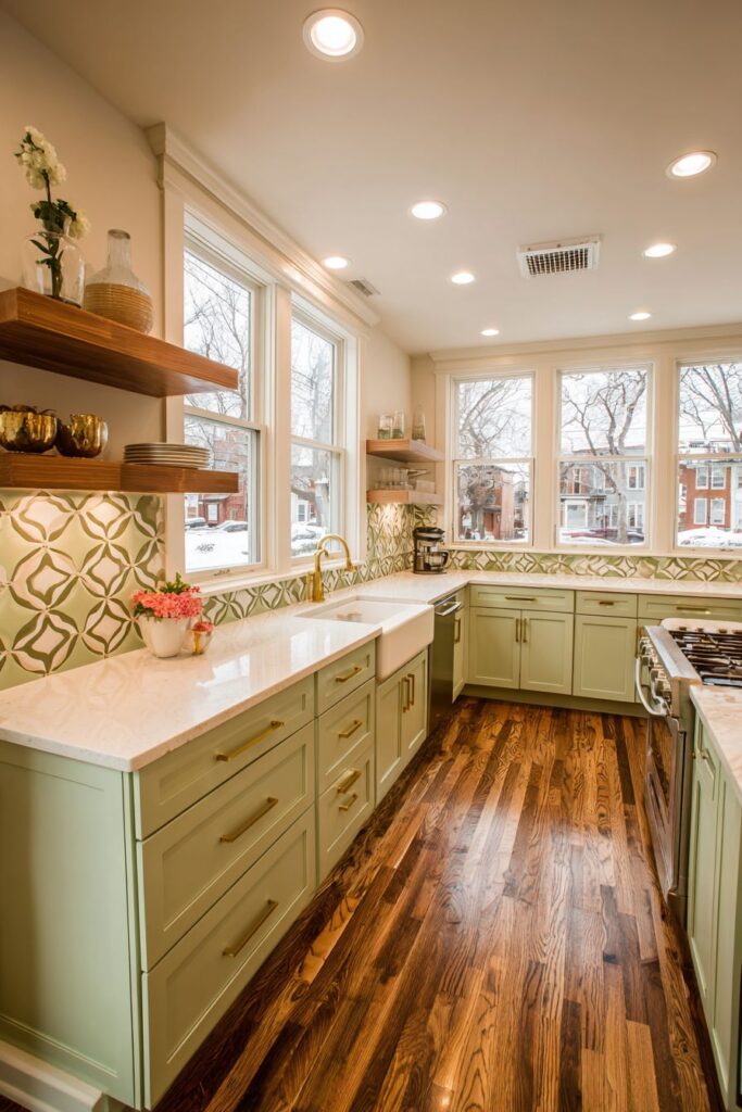 Pistachio Playfulness with Geometric Pattern Interest