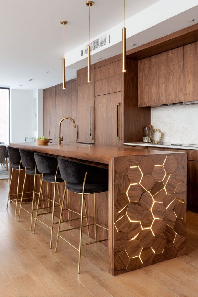 Mid-Century Modern Kitchen with Walnut and Geometric Elements