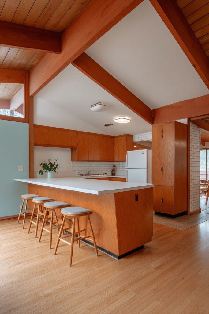 Mid-Century Modern Kitchen with Walnut and Geometric Elements