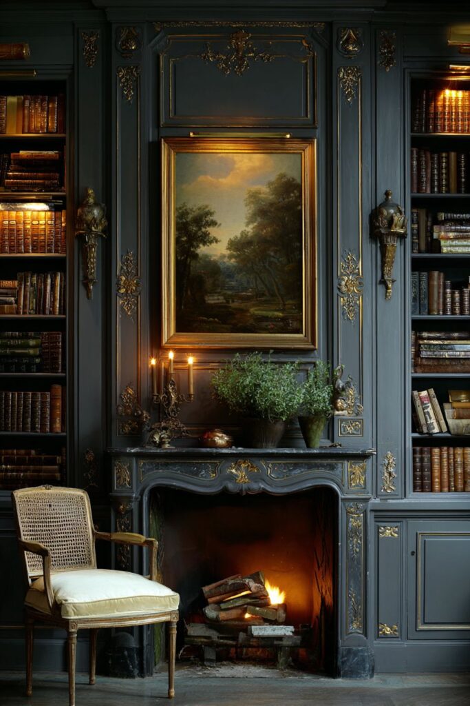 Literary Fireplace Sophistication