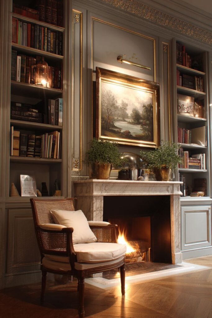 Literary Fireplace Sophistication