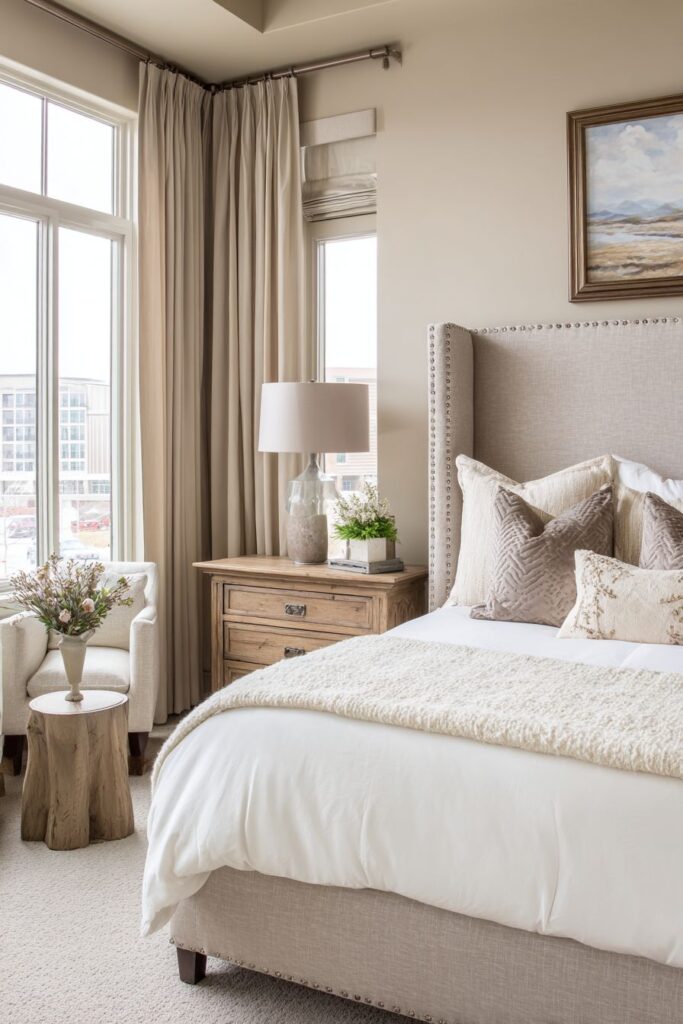 Classic Serenity with Taupe Roman Shades