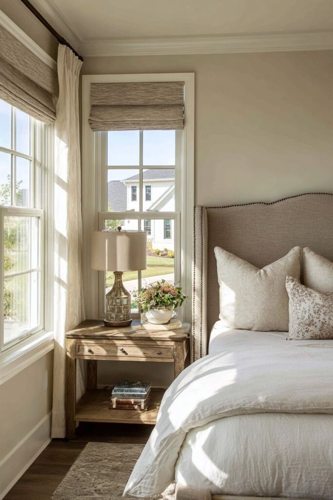 Classic Serenity with Taupe Roman Shades