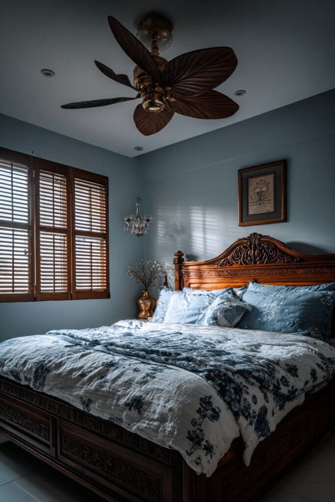 Monsoon-Inspired Indian Bedroom with Contemplative Calm