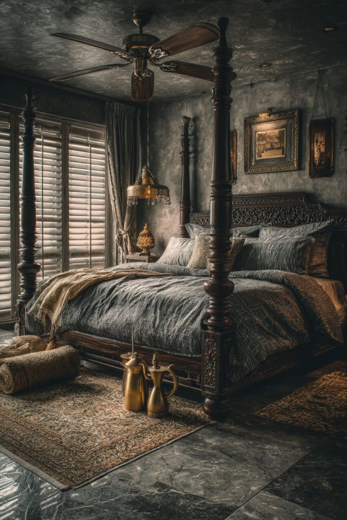 Monsoon-Inspired Indian Bedroom with Contemplative Calm