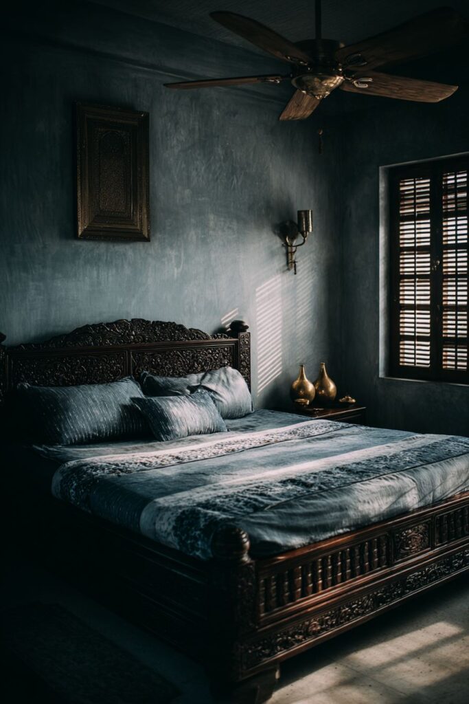 Monsoon-Inspired Indian Bedroom with Contemplative Calm