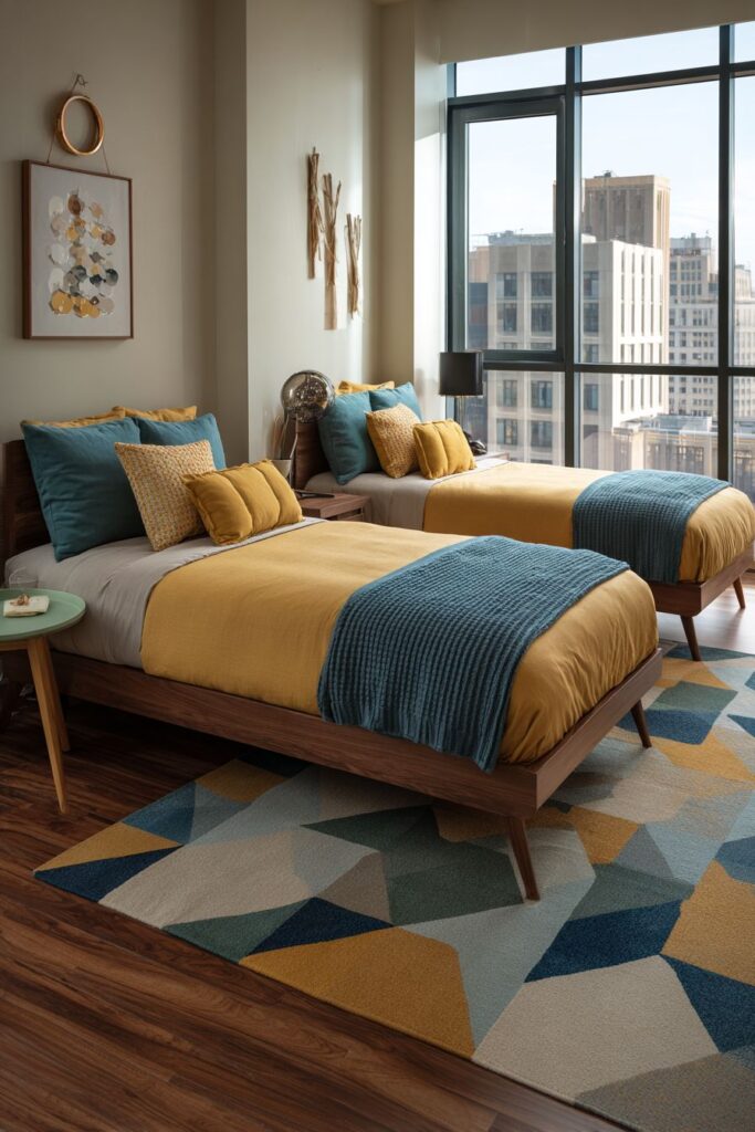 MID-CENTURY MODERN RETRO TWIN BEDROOM