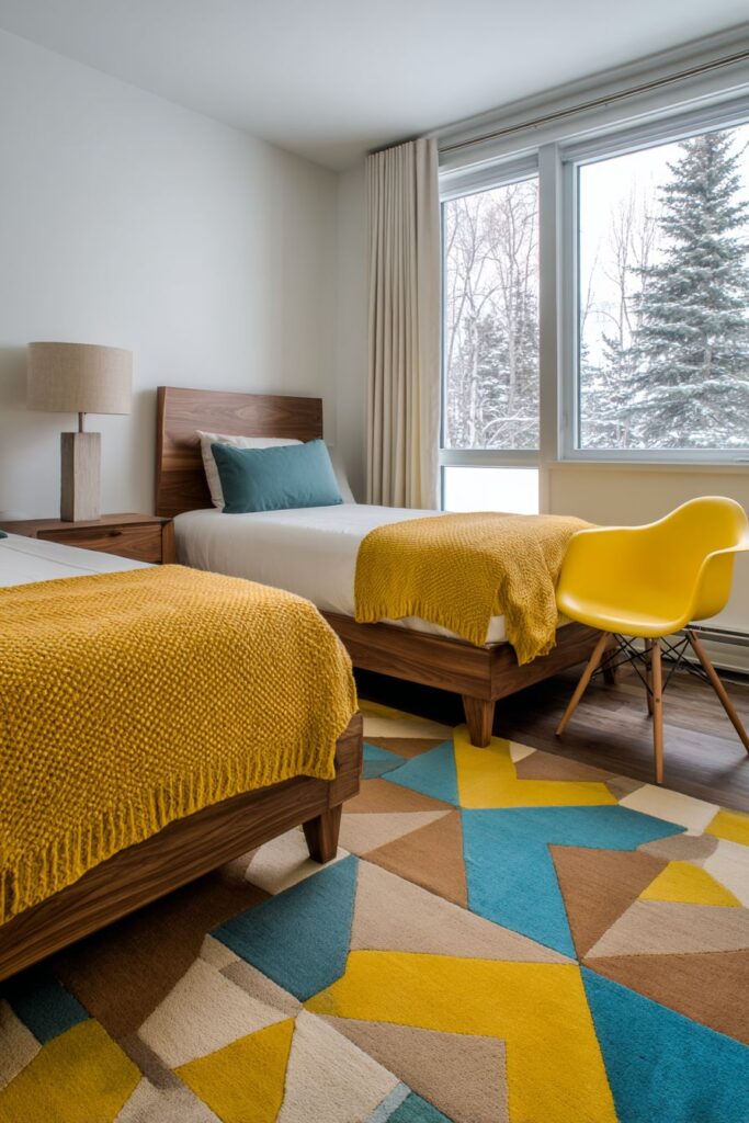 MID-CENTURY MODERN RETRO TWIN BEDROOM