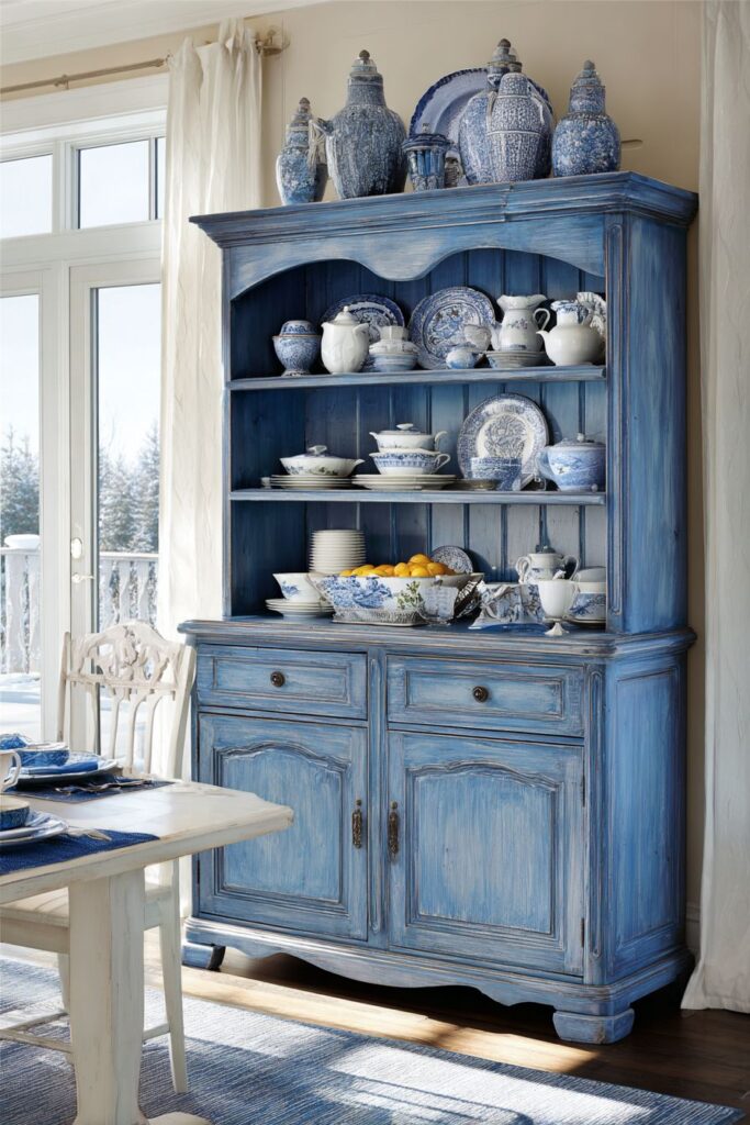 Vintage Blue Hutch Display and Storage