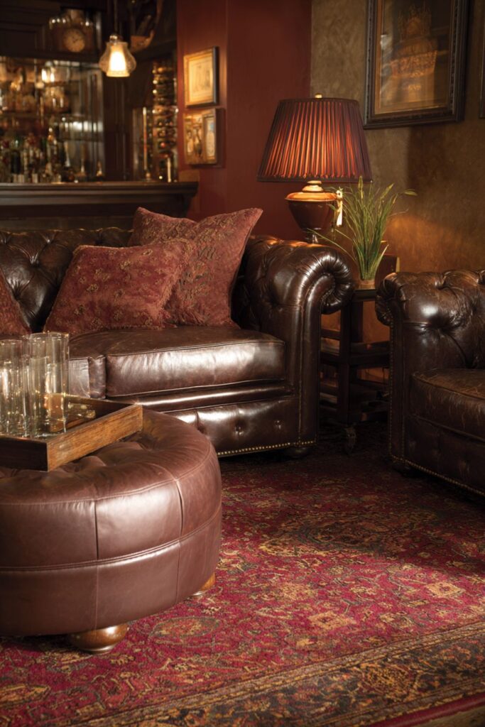 Traditional Brown Leather with Classic Chesterfield Elegance