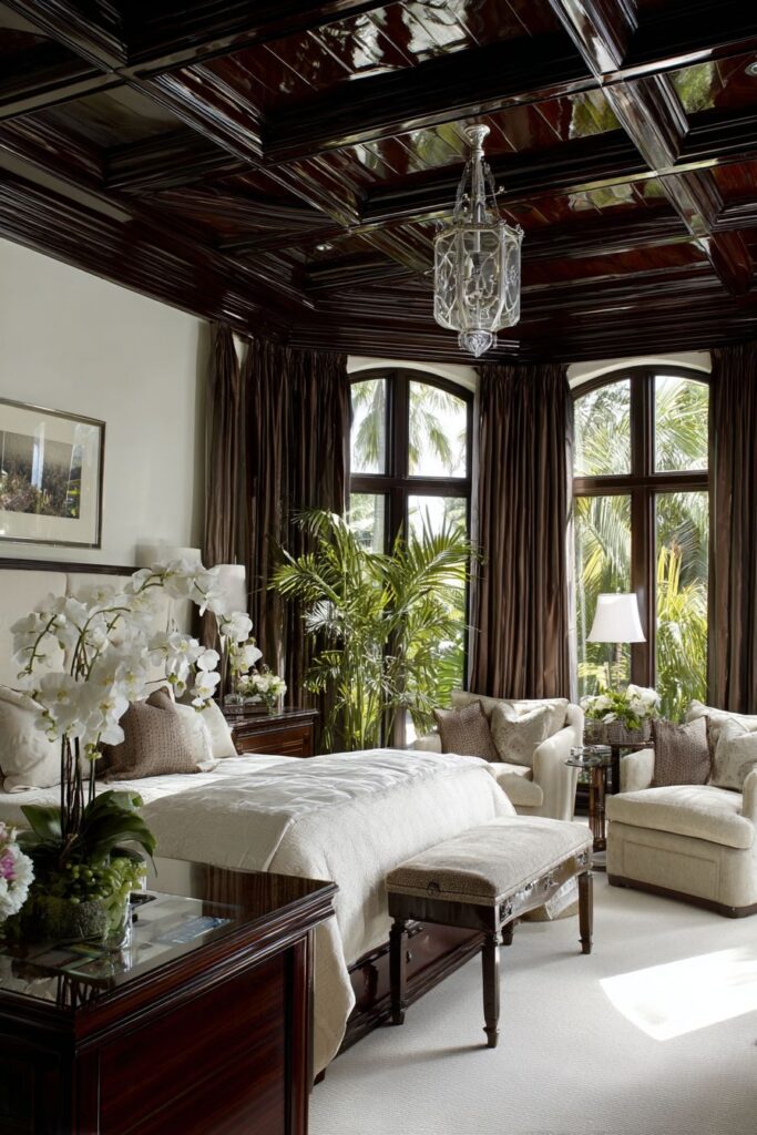 Dramatic Chocolate Ceiling Treatment